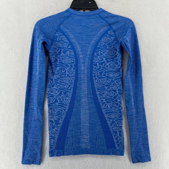 Lululemon RestlessShirt Womens 2XS Blue Knit Ribbed Compression Long Sleeve - Picture 2 of 11